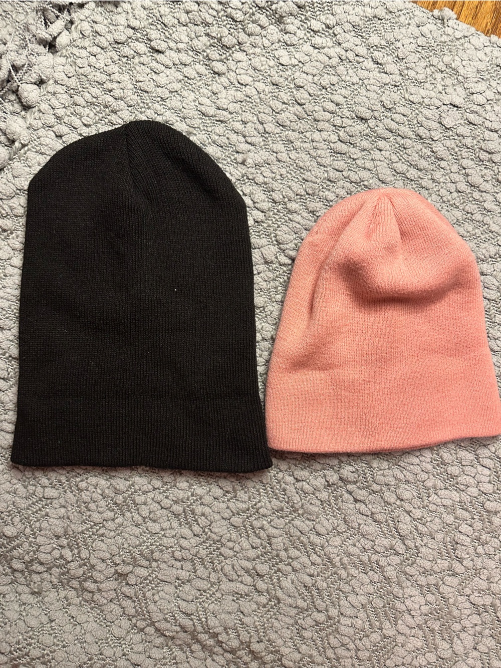 Women’s Rib Knit Beanie Duo — Black & Pink Set of Two